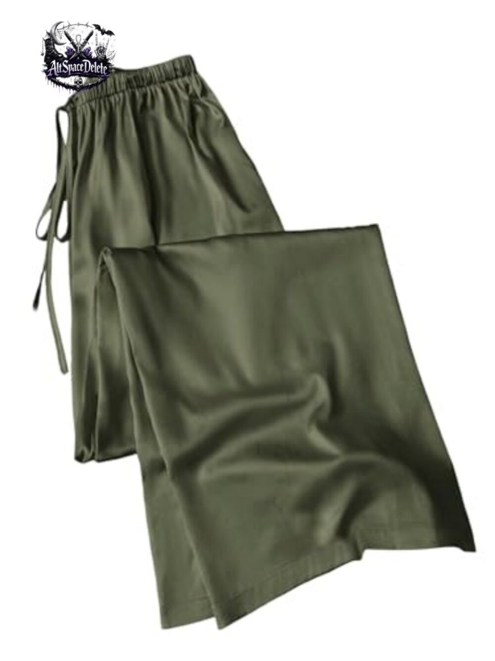 Satin Wide Leg Drawstring Elastic Waist Baggy Pants